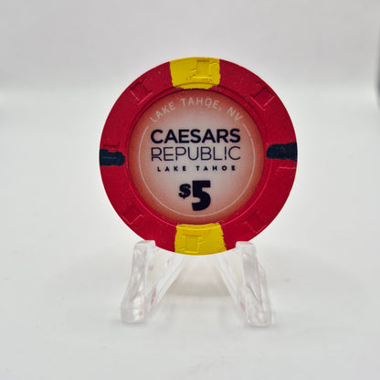 Caesar's Republic Hotel Casino Lake Tahoe Nevada 2025 $5 Casino Chip