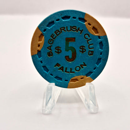 Sagebrush Club Fallon Nevada 1968 $5 Casino Chip N6612