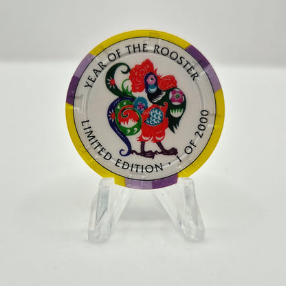 Crystal Park Casino Crystal City California 1996 Grand Opening 'Year of the Rooster' $5 Casino Chip
