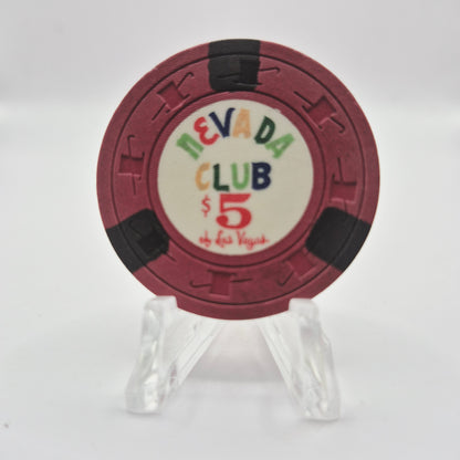 Nevada Club Casino Las Vegas Nevada 1959 $5 Casino Chip N3703 Dark Green D&L Orange A&C