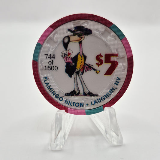 Flamingo Hilton Laughlin Nevada 1997 'Gambler' LE $5 Casino Chip N9696