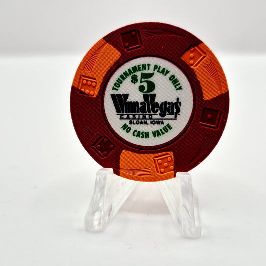 Winna Vegas Resort Casino Sloan Iowa $5 'TOURNAMENT PLAY ONLY' NCV Casino Chip