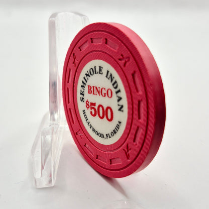 Seminole Indian Bingo Casino Hollywood Florida $500 Casino Chip CG016628