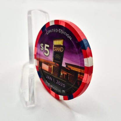 Indiana Grand Hotel Casino Shelbyville Indiana 2020 "New Year's Eve" $5 Casino Chip