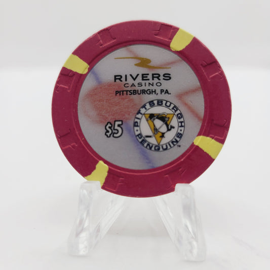 Rivers Casino Pittsburgh Pennsylvania 2017 "Pittsburgh Penguins" $5 Casino Chip