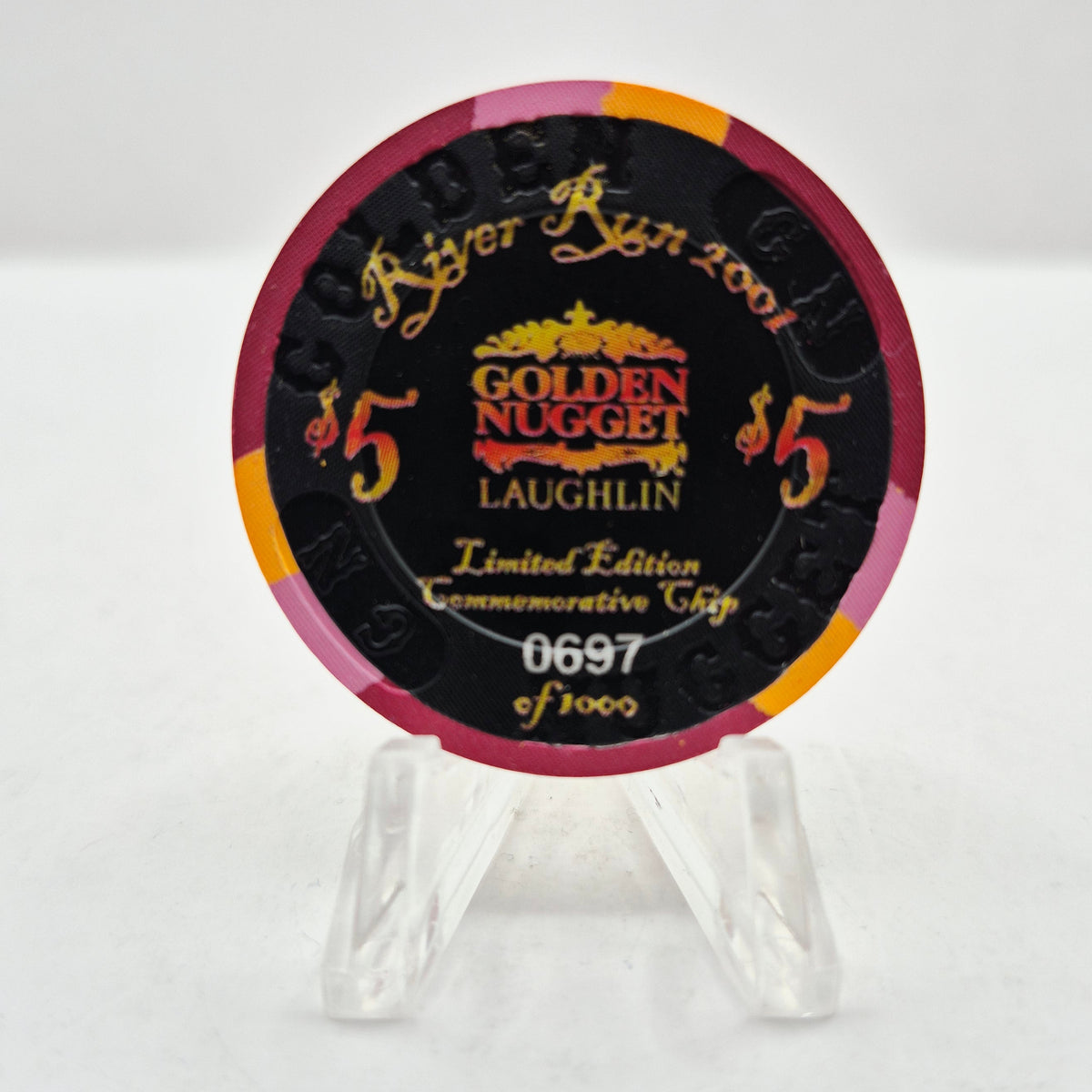 Golden Nugget Hotel Casino Laughlin Nevada 2001 LE $5 Casino Chip V6569