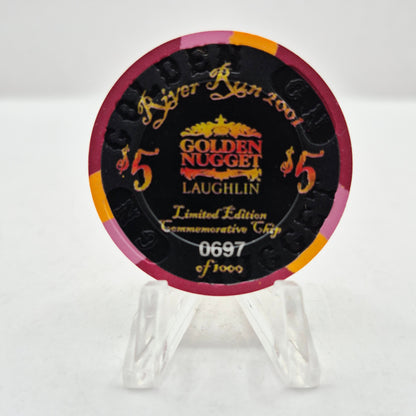 Golden Nugget Hotel Casino Laughlin Nevada 2001 LE $5 Casino Chip V6569