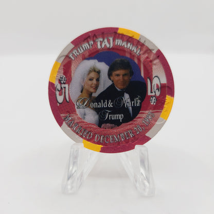Trump Taj Mahal Hotel Casino Las Vegas Nevada 1993 "Donald & Marla Trump" $5 Casino Chip