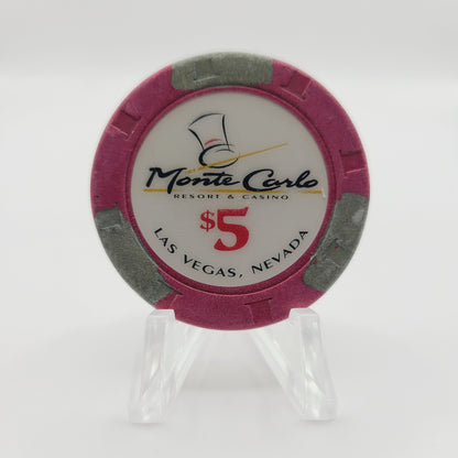 Monte Carlo Resort Casino Las Vegas Nevada 1996 $5 Casino Chip N8797 *Circulated