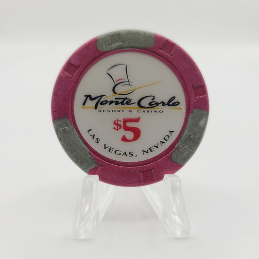 Monte Carlo Resort Casino Las Vegas Nevada 1996 $5 Casino Chip N8797 *Circulated