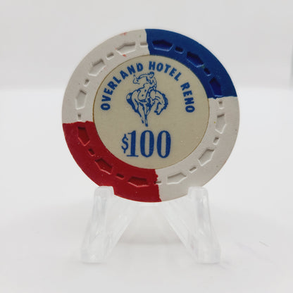 Overland Hotel Casino Reno Nevada 1970 $100 Casino Chip N5417