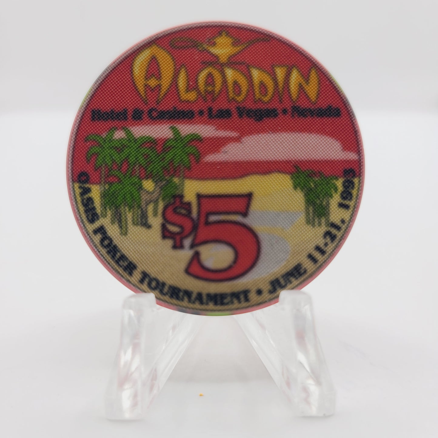 Aladdin Hotel Casino Las Vegas Nevada 1993 "Oasis Poker Tournament " $5 Casino Chip N7364 LTD 1000