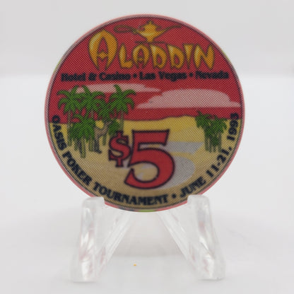 Aladdin Hotel Casino Las Vegas Nevada 1993 "Oasis Poker Tournament " $5 Casino Chip N7364 LTD 1000