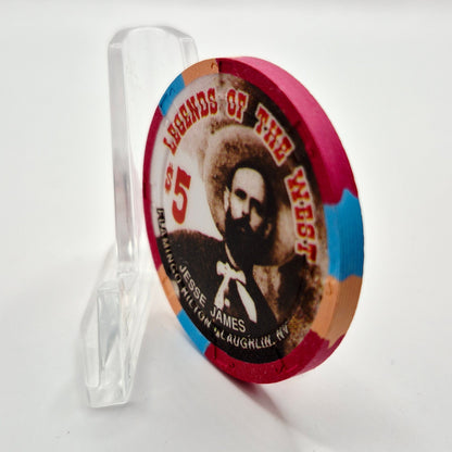Flamingo Hilton Laughlin Nevada 1996 'Legends of the West - Jesse James' Series 8 LE $5 Casino Chip N8285