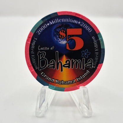 Bohamia Casino Freeport Bahamas 1999 Millennium $5 Casino Chip *Circulated
