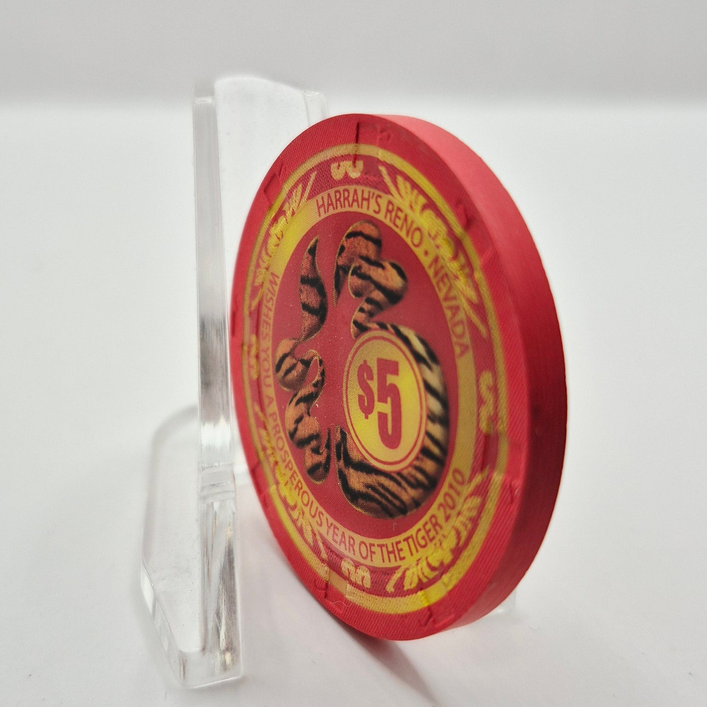 Harrah's Casino Hotel Reno Nevada 2010 'Year of the Tiger' $5 Casino Chip E9521
