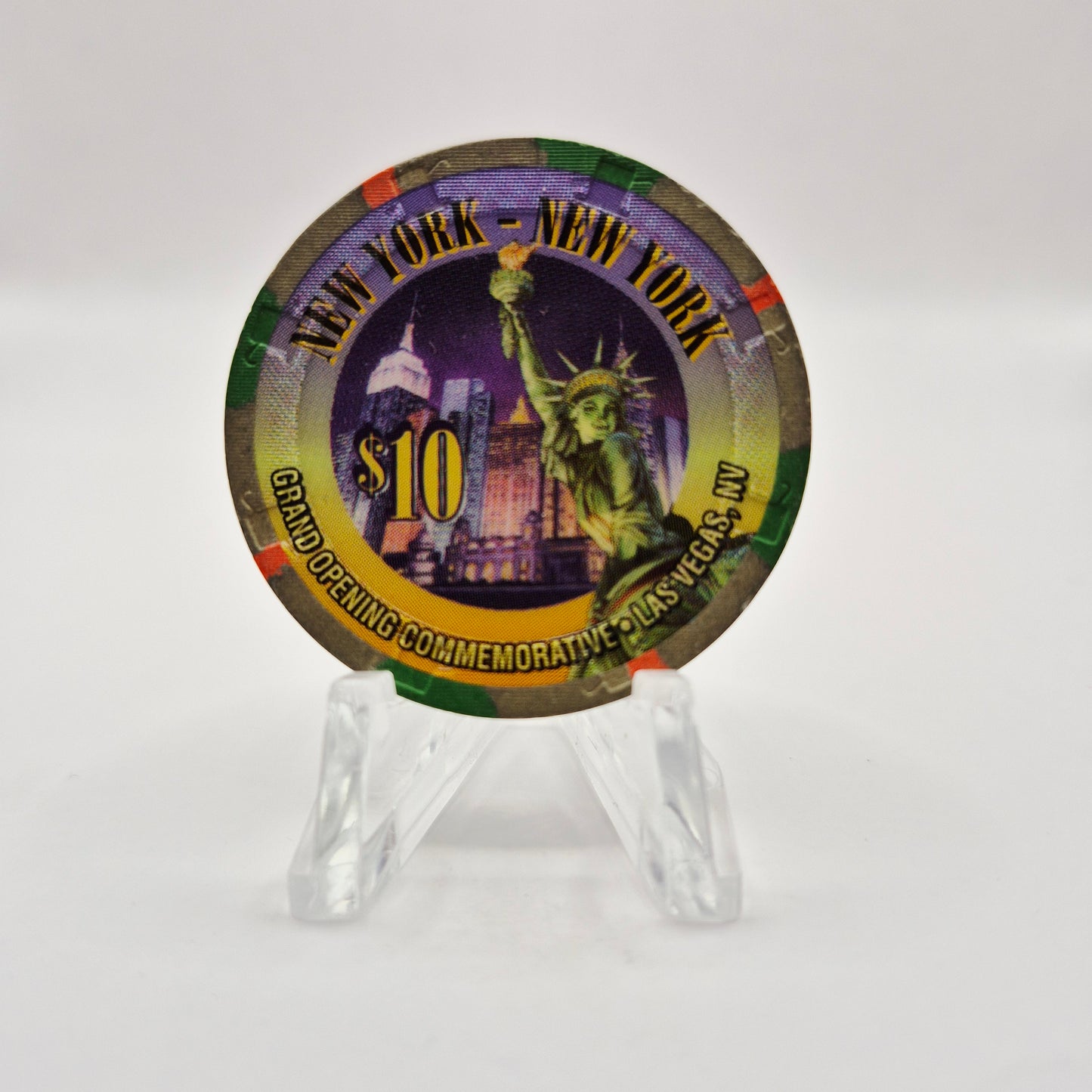 New York New York Hotel Casino Las Vegas Nevada 1997 "Grand Opening" $10 Casino Chip N8853