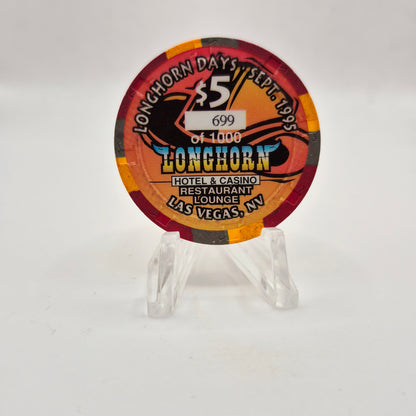 Longhorn Casino Las Vegas Nevada 1995 'Longhorn Days' LE $5 Casino Chip N2624