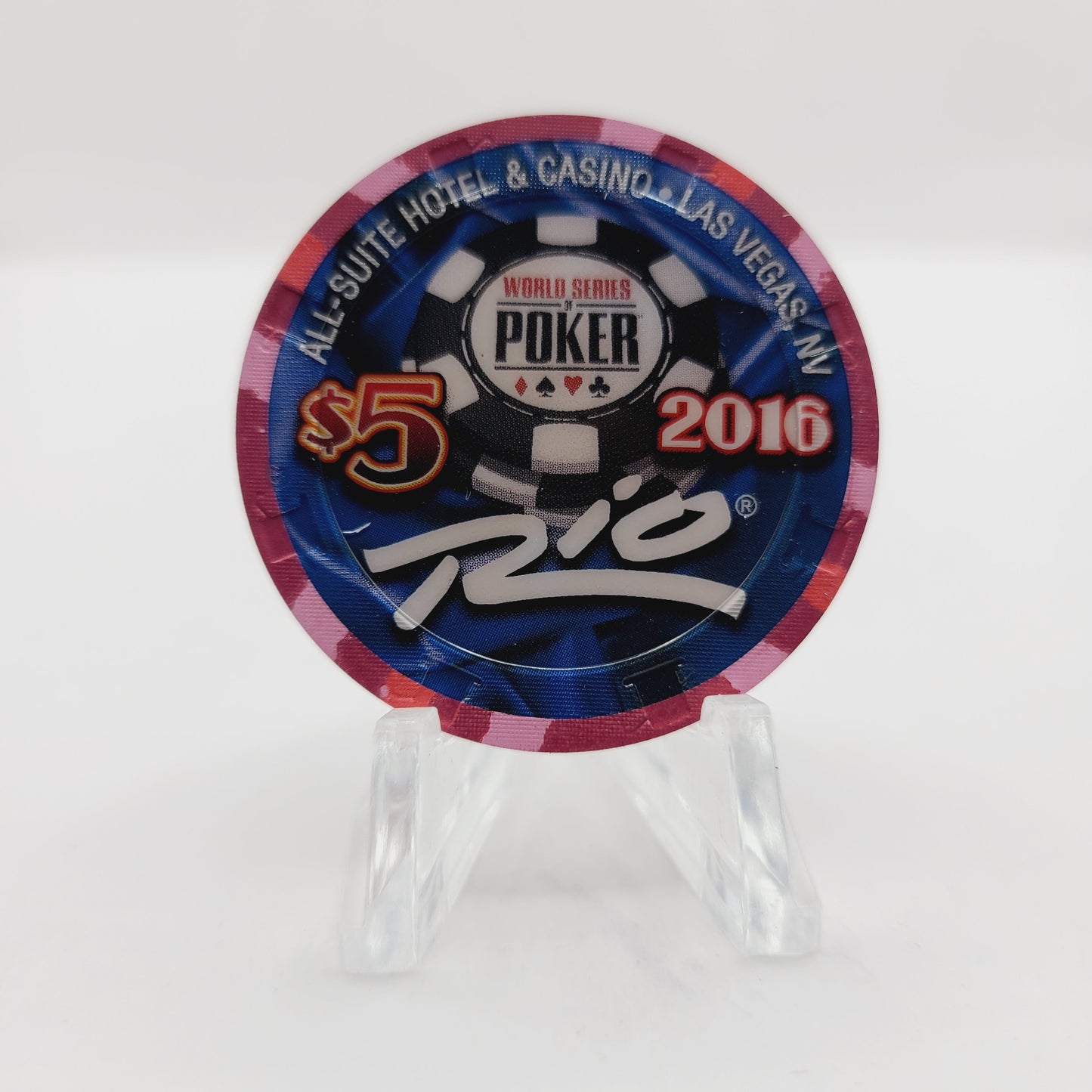 Rio Hotel Casino Las Vegas Nevada 2016 WSOP "Four Aces" $5 Casino Chip D2393 LTD2500