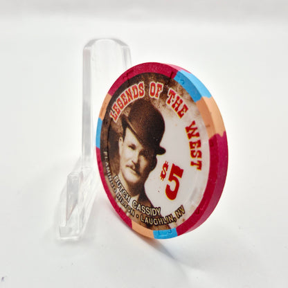 Flamingo Hilton Laughlin Nevada 1996 'Legends of the West - Butch Cassidy' Series 8 LE $5 Casino Chip N8286