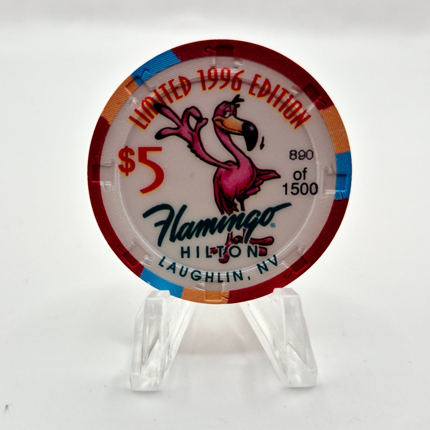 Flamingo Hilton Laughlin Nevada 1996 'Legends of the West - Butch Cassidy' Series 8 LE $5 Casino Chip N8286