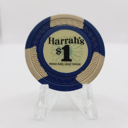 Harrah's Hotel Casino Reno Tahoe Nevada 1964 $1 Casino Chip N5126 (Navy)
