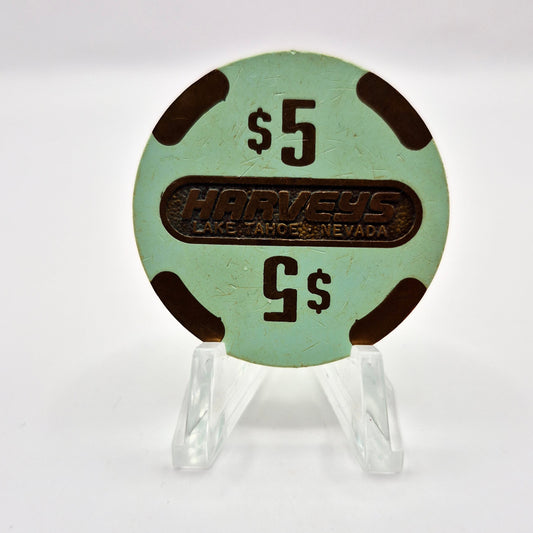 Harvey's "Wagon Wheel" Casino Lake Tahoe Nevada 1986 $5 Casino Chip N5149