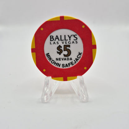 Bally's Hotel Casino Las Vegas Nevada 1996 'Mikohn Safejack' $5 Casino Chip N7966