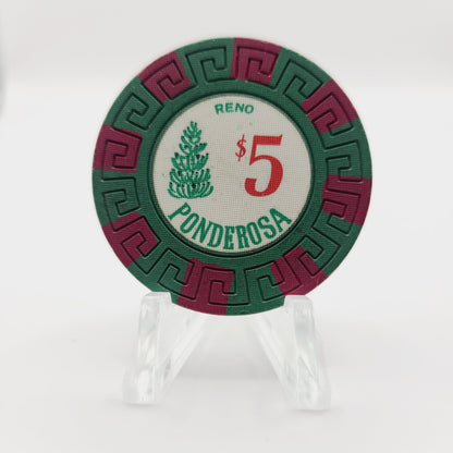 Ponderosa Hotel Casino Reno Nevada 1983 $5 Casino Chip N5461