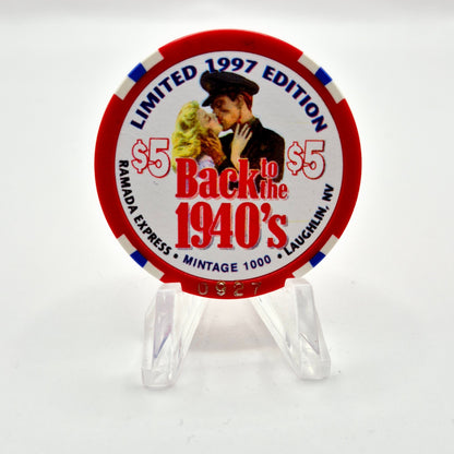 Ramada Express Hotel Casino Laughlin Nevada 1998 $5 "My War Too" Casino Chip V1458