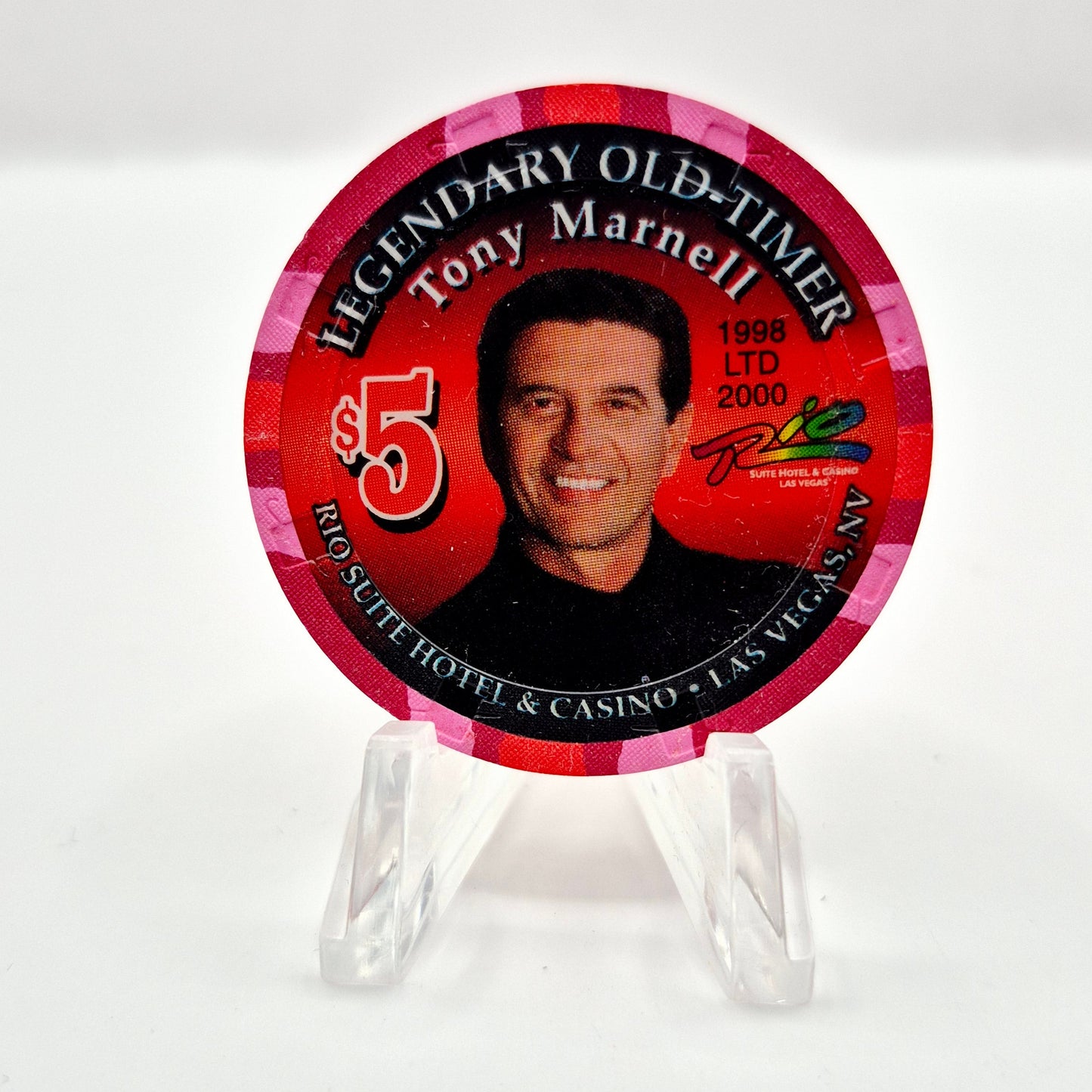 Rio All-Suite Hotel Casino Las Vegas Nevada 1998 Tony Marnell $5 Casino Chip V3298