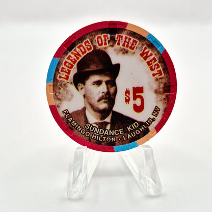 Flamingo Hilton Laughlin Nevada 1996 'Legends of the West - Sundance Kid' Series 8 LE $5 Casino Chip N8292