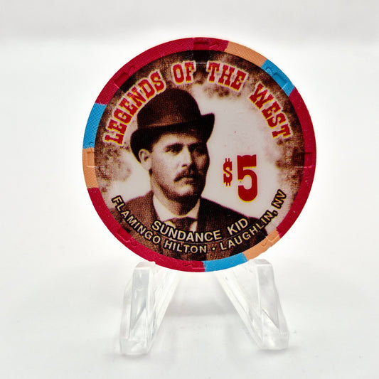 Flamingo Hilton Laughlin Nevada 1996 'Legends of the West - Sundance Kid' Series 8 LE $5 Casino Chip N8292