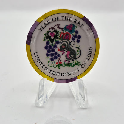 Crystal Park Casino Crystal City California 1996 Grand Opening 'Year of the Rat' $5 Casino Chip