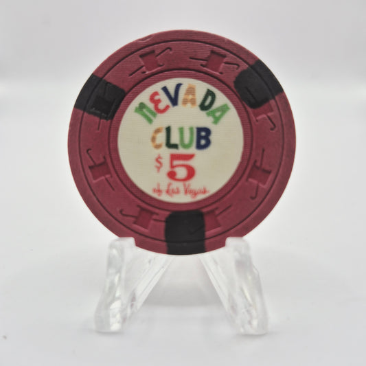 Nevada Club Casino Las Vegas Nevada 1959 $5 Casino Chip N3703 Dark Green D&L Orange A&C