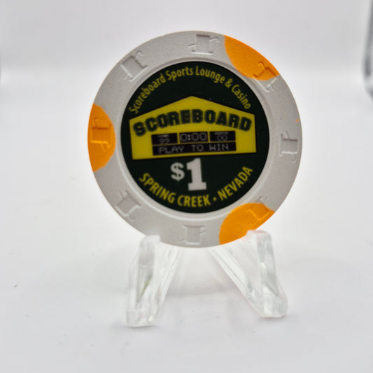 Scoreboard Sports Bar Casino Spring Creek Nevada 2016 $1 Casino Chip D2424