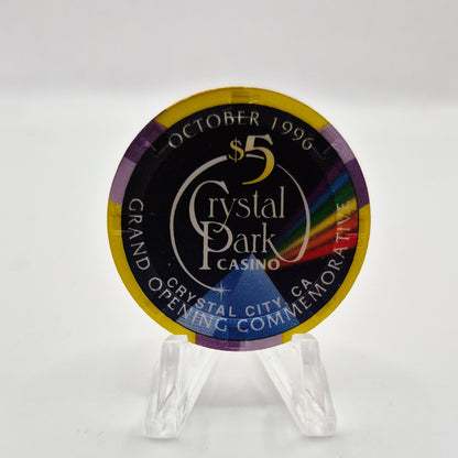 Crystal Park Casino Crystal City California 1996 Grand Opening 'Year of the Ram' $5 Casino Chip