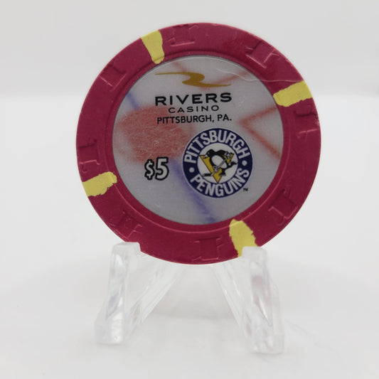Rivers Casino Pittsburgh Pennsylvania 2017 "Pittsburgh Penguins" $5 Casino Chip