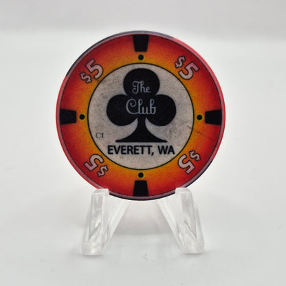 The Club Casino Card Room Everett Washington $5 Casino Chip
