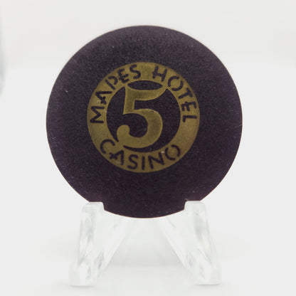 Mapes Hotel Casino Reno Nevada 1948 $5 Casino Chip N5227 *brown