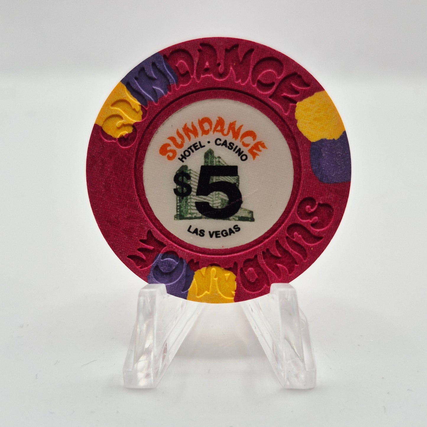 Sundance Hotel Casino Las Vegas Nevada 1980's $5 Casino Chip N2235 *Sharp