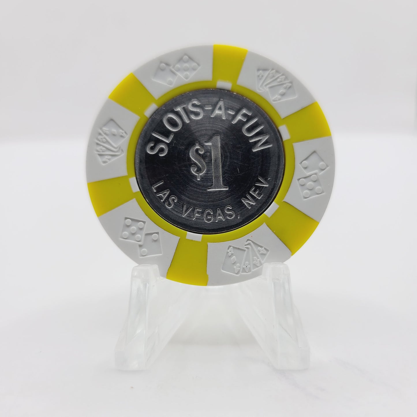Slots-A-Fun Casino Las Vegas Nevada 1975 $1 Chip N0948.E2  (Rare) **F in Vegas on both sides