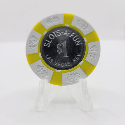 Slots-A-Fun Casino Las Vegas Nevada 1975 $1 Chip N0948.E2  (Rare) **F in Vegas on both sides