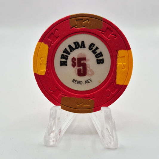 Nevada Club Casino Reno Nevada 1989 $5 Casino Chip N5283 *Circulated