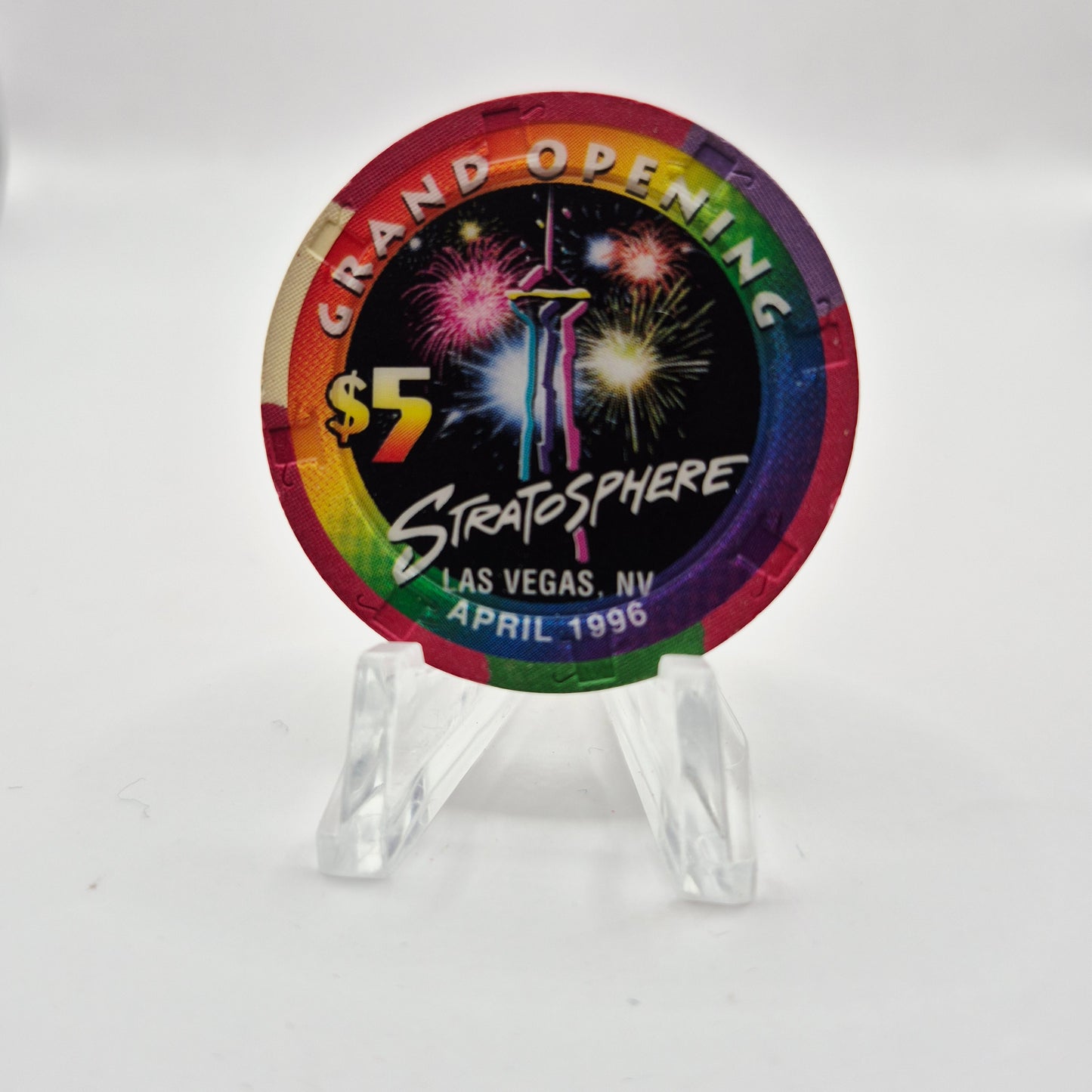 Stratosphere Hotel Casino Las Vegas Nevada 1996 'Grand Opening' $5 Casino Chip N9191