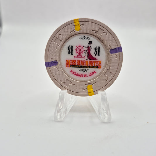 Miss Marquette "Riverboat Casino" Marquette Iowa $1 Casino Chip