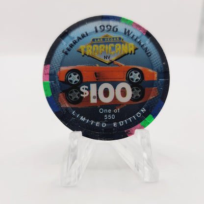 Tropicana Hotel Casino Las Vegas Nevada 1996 "Ferrari Weekend" $100 Casino Chip N9247 LTD 550