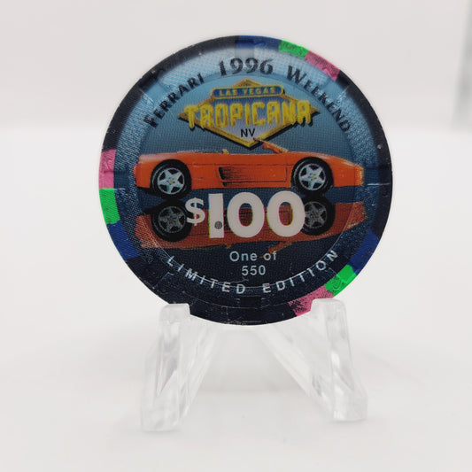 Tropicana Hotel Casino Las Vegas Nevada 1996 "Ferrari Weekend" $100 Casino Chip N9247 LTD 550