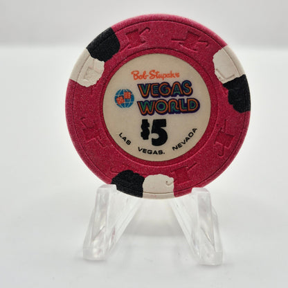 Vegas World Hotel Casino Las Vegas Nevada 1980s $5 Casino Chip N2503 *Worn