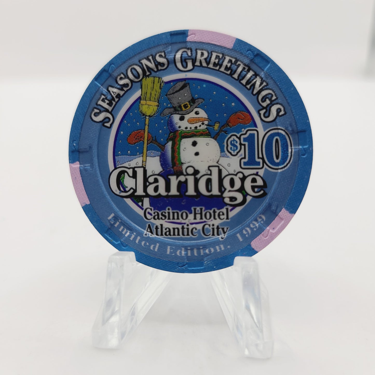 Claridge Hotel Casino Atlantic City New Jersey 1999 $10 Casino Chip